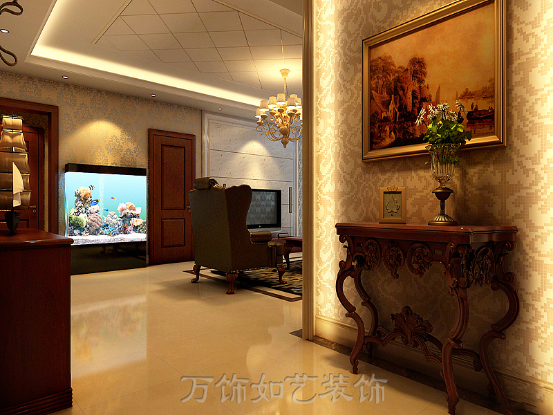 本案汲取了欧式风格的精华并将之简化，这样既体现了主