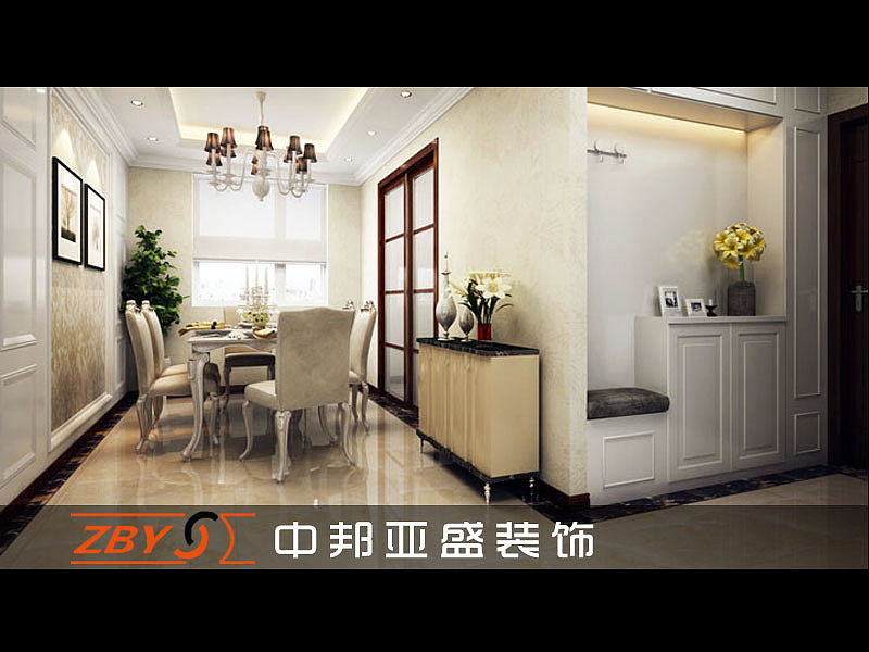 客厅：以白色体现欧式新古典风格中常见的主色调，金色