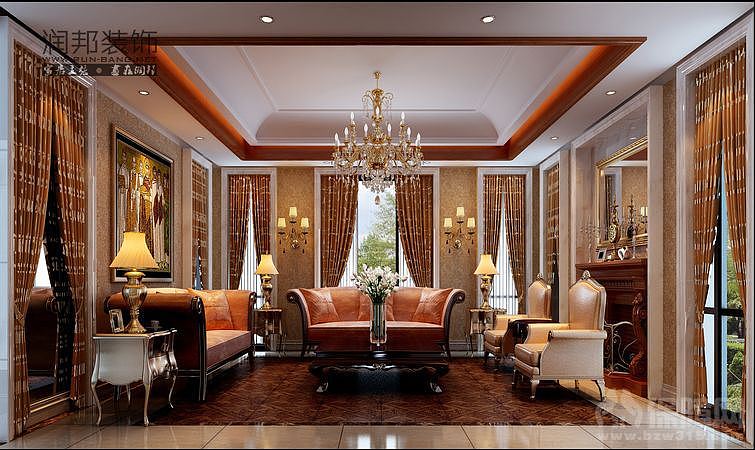 湖玺庄园-欧式 本案例实用面积约为725平米，欧式